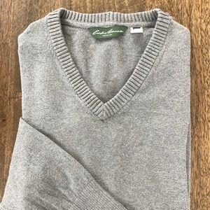 Eddie Bauer cotton/cashmere V-neck  sweater. Size XL-Tall. Camel color.